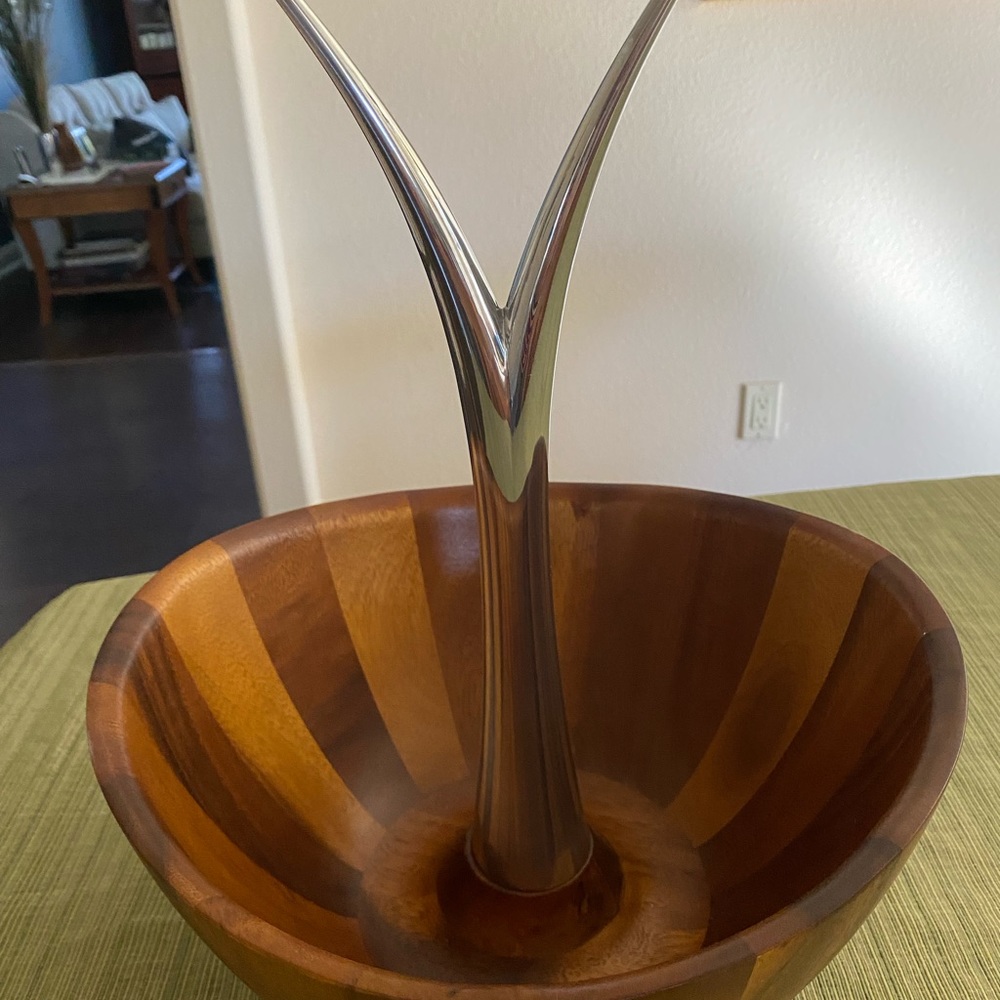 Nambe wood and metal Fruit Tree Bowl